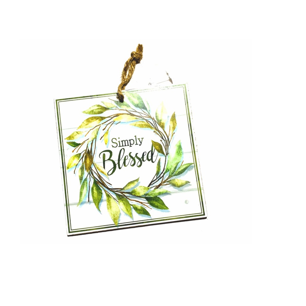 Simply Blessed Wreath Sign. Shabby Chic Wall Decor